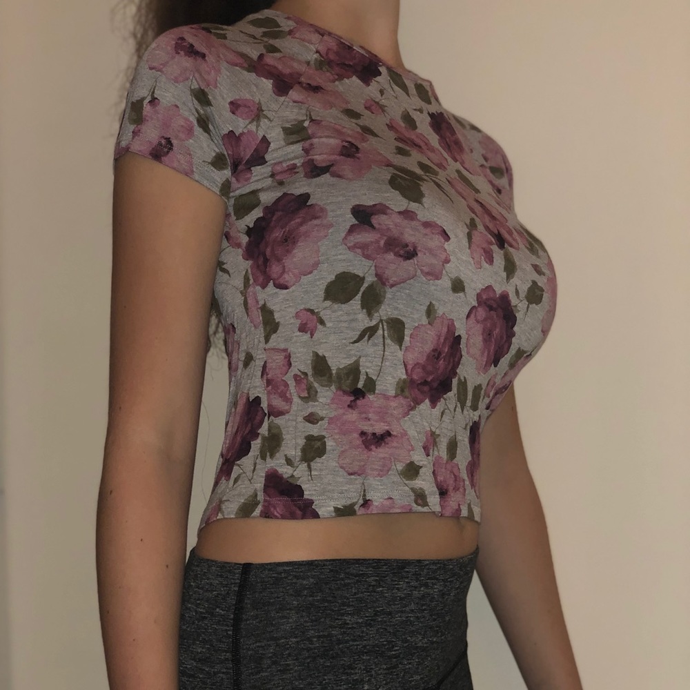 american eagle pink floral soft and sexy t shirt